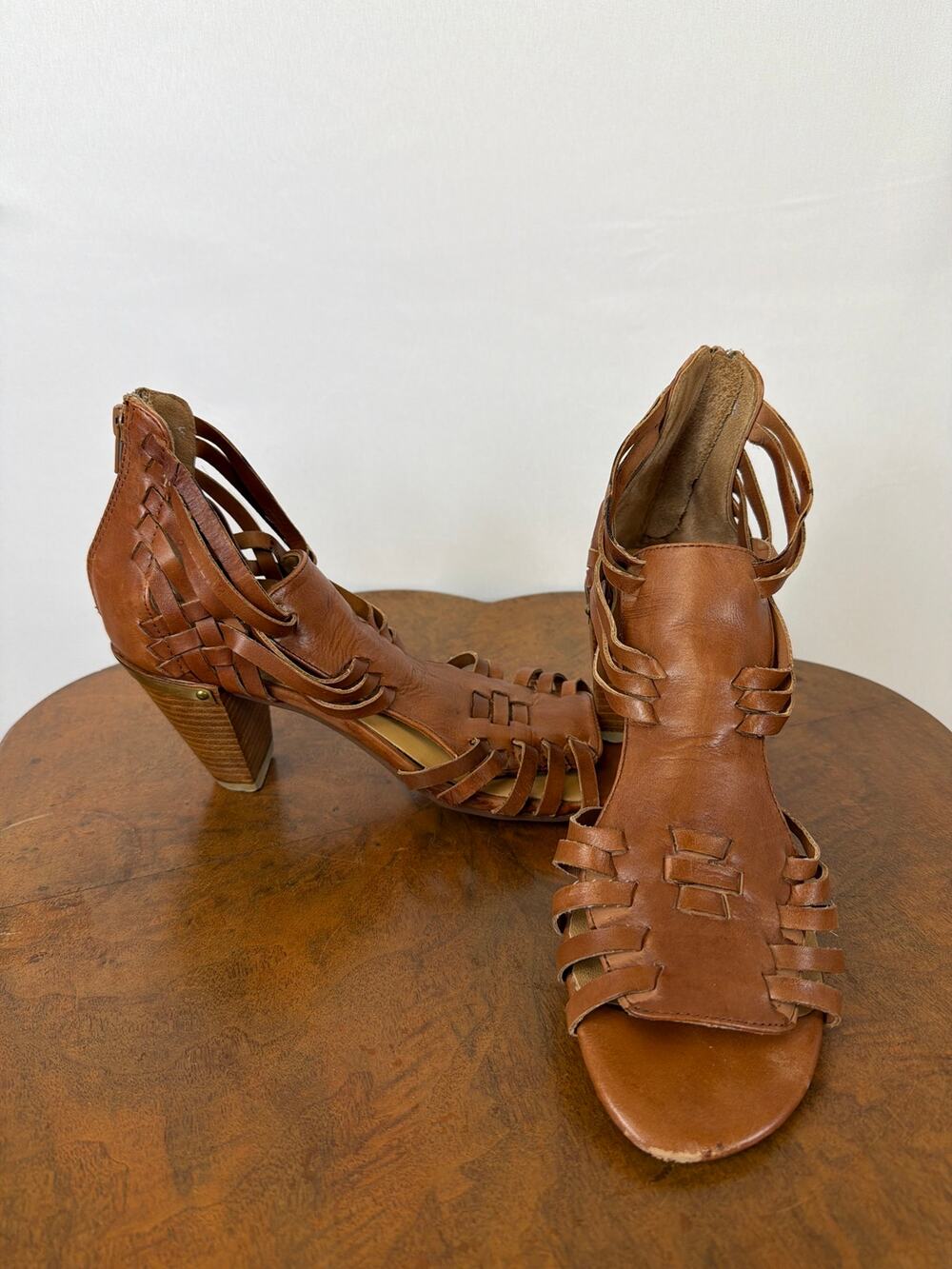 Everybody Brown Open Toe Heels Size 39.5 3in Strappy Sandals